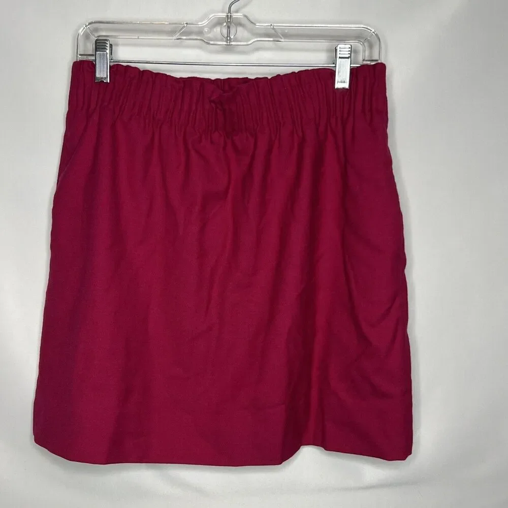 J. Crew Womens 10 Pink Purple Fuchsia Sidewalk Skirt Elastic Waist Pockets